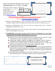 Document preview: Form 0165 Application for Growler (Class G) Endorsement to Class C License - Nebraska