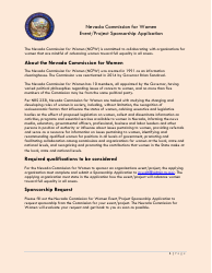 Document preview: Nevada Commission for Women Event/Project Sponsorship Application Form - Nevada