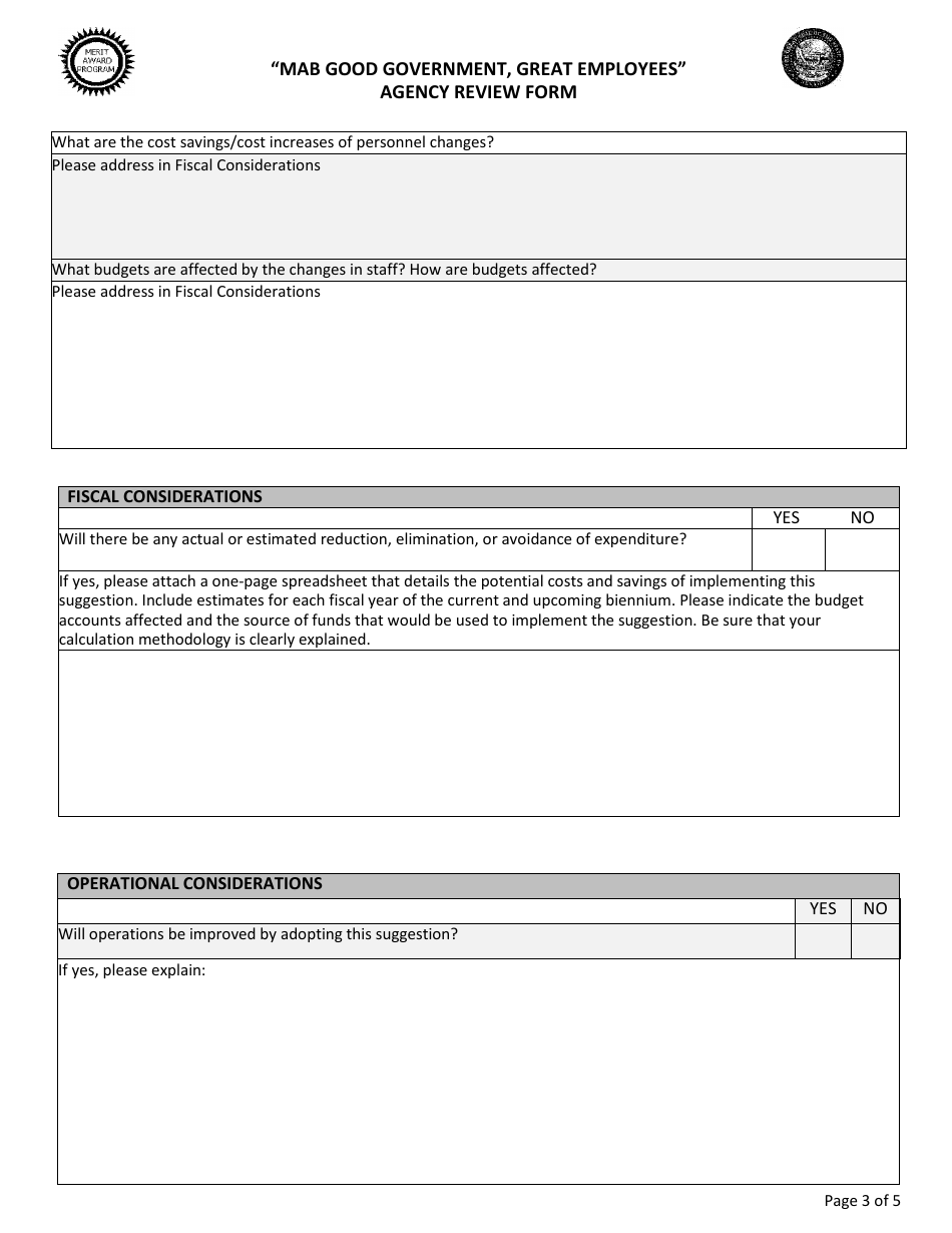 mab Good Government, Great Employees Agency Review Form - Nevada, Page 3