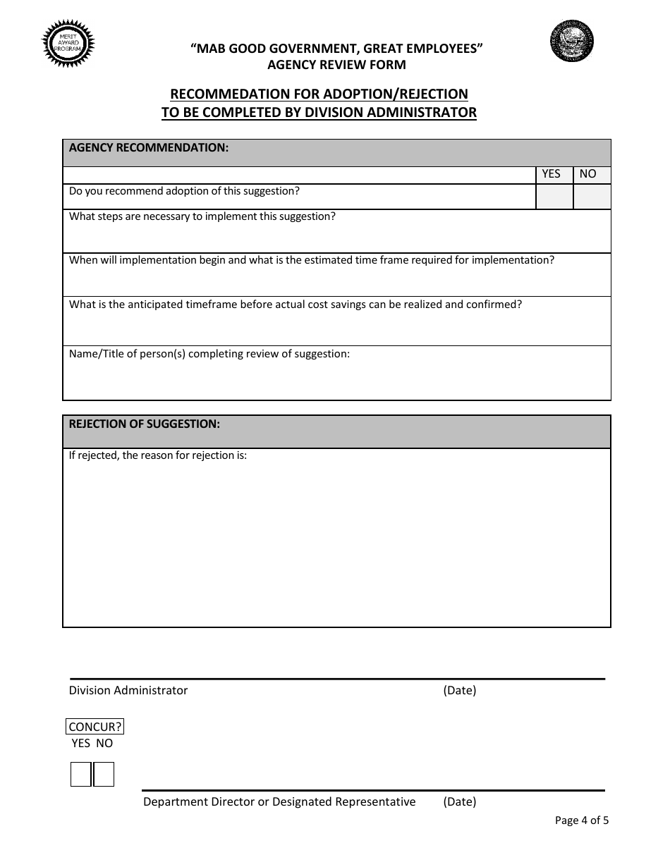 mab Good Government, Great Employees Agency Review Form - Nevada, Page 4