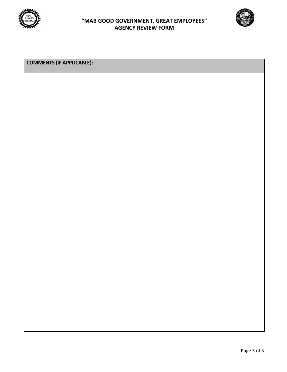 mab Good Government, Great Employees Agency Review Form - Nevada, Page 5