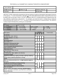 Form ADA-2 &quot;Physical &amp; Cognitive Characteristics Inventory&quot; - Nevada