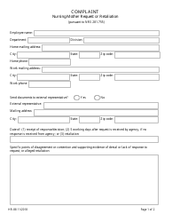 Form HR-88 Nursing Mother Request or Retaliation Complaints Pursuant to Nrs 281.755 - Nevada