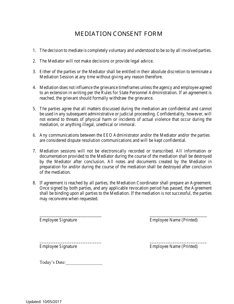 Mediation Consent Form - Nevada, Page 1