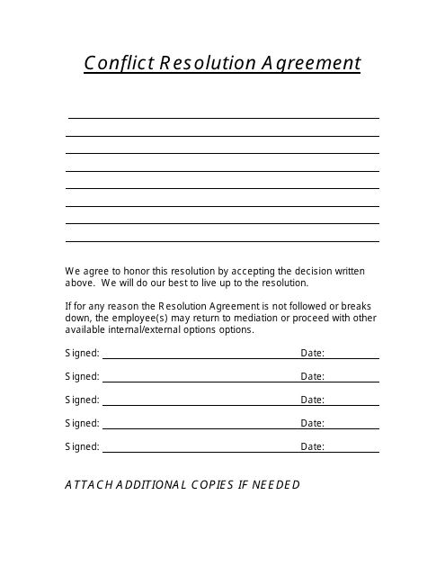 Conflict Resolution Agreement Form - Nevada