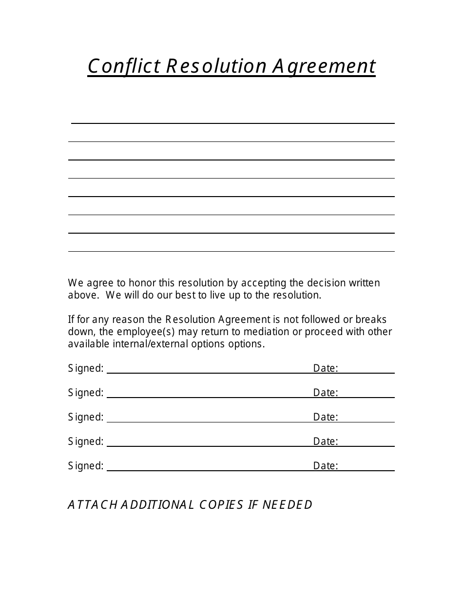 Conflict Resolution Agreement Form - Nevada, Page 1