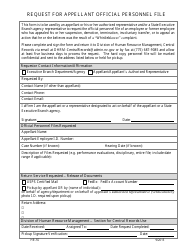 Document preview: Form HR-55 Request for Appellant Official Personnel File - Nevada