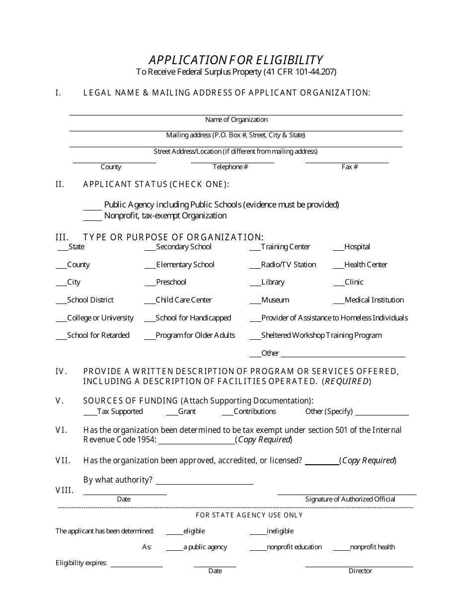 Application for Eligibility - Federal Surplus Property Program - Nevada, Page 2