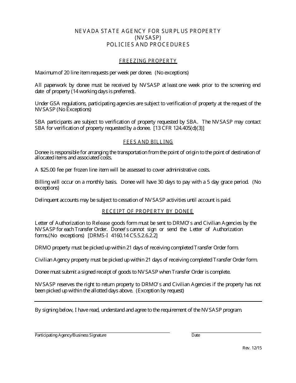 Application for Eligibility - Federal Surplus Property Program - Nevada, Page 7