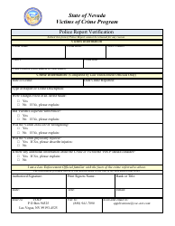 Document preview: Police Report Verification Form - Victims of Crime Program - Nevada