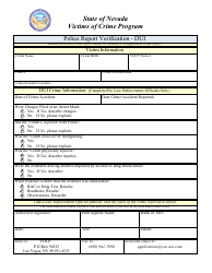 Document preview: Police Report Verification Form - Dui - Victims of Crime Program - Nevada