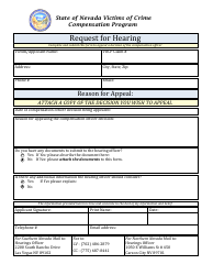 Document preview: Request for Hearing - Victims of Crime Compensation Program - Nevada