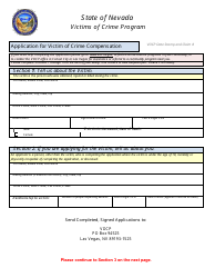Document preview: Application for Victim of Crime Compensation - Victims of Crime Program - Nevada