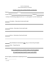 Document preview: Volunteer, Inmate, Intern and Board Member Job Description Form - Nevada