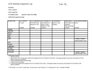Document preview: Aed Monthly Inspection Log - Nevada