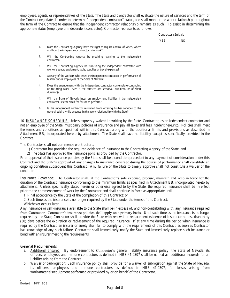 Contract for Services of Independent Contractor - Nevada, Page 4