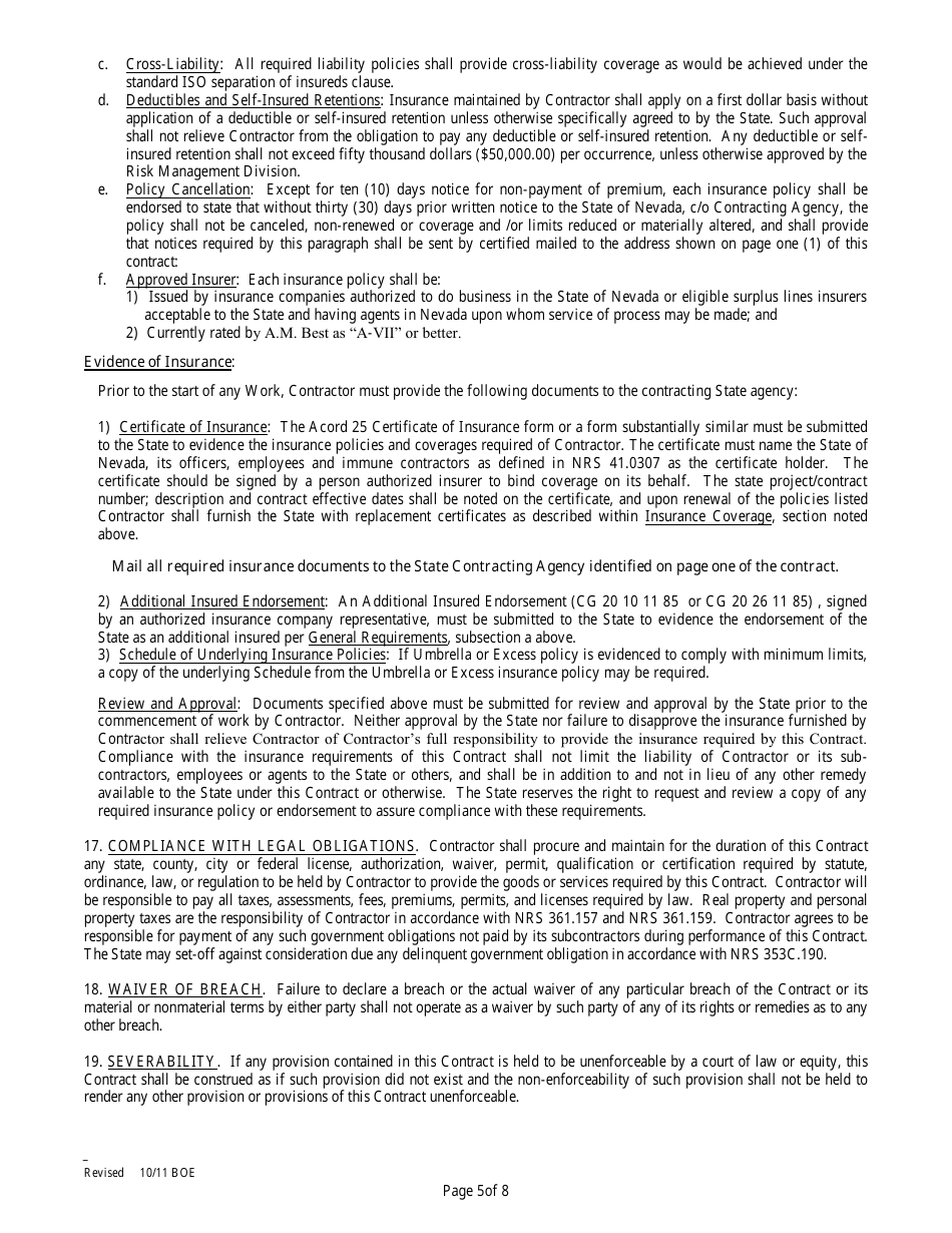 Contract for Services of Independent Contractor - Nevada, Page 5