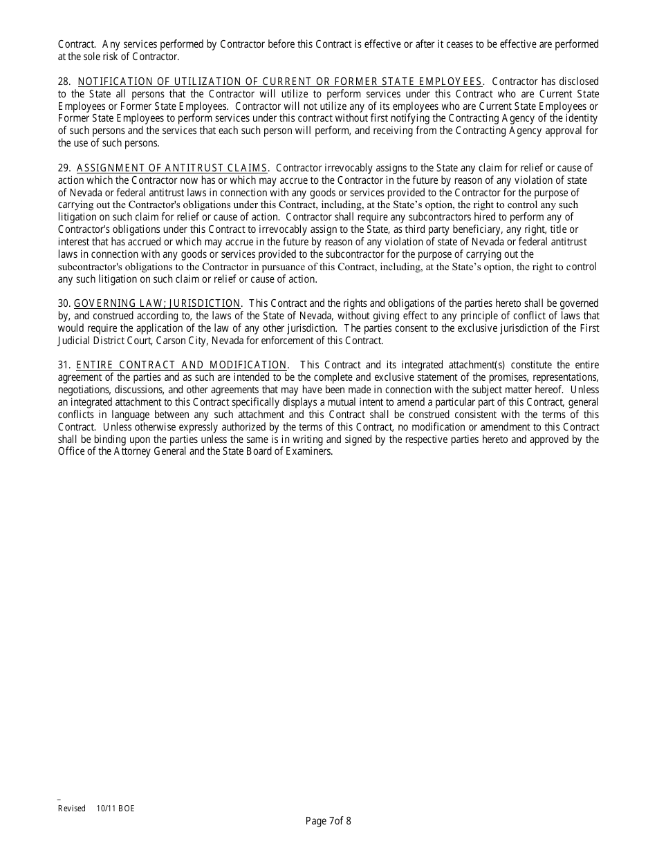 Contract for Services of Independent Contractor - Nevada, Page 7