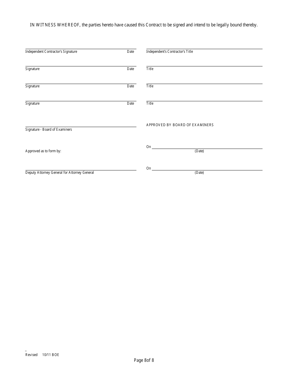 Contract for Services of Independent Contractor - Nevada, Page 8