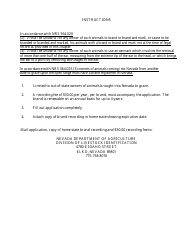 Temporary Livestock Brand Permit Application Form - Nevada, Page 2