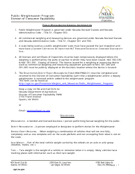 Public Weighmaster Program Acknowledgement Form - Nevada