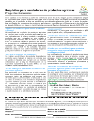 Solicitud Para Un Certificado De Vendedor De Productos Agricolas De Nevada - Nevada (Spanish)