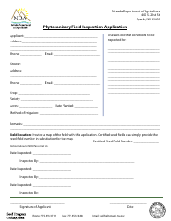 Document preview: Phytosanitary Field Inspection Application Form - Nevada