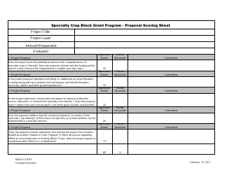 Specialty Crop Block Grant Program - Proposal Scoring Sheet - Nevada