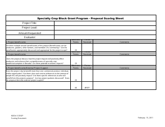 Specialty Crop Block Grant Program - Proposal Scoring Sheet - Nevada, Page 2