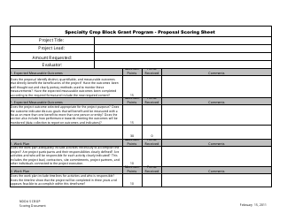 Specialty Crop Block Grant Program - Proposal Scoring Sheet - Nevada, Page 3