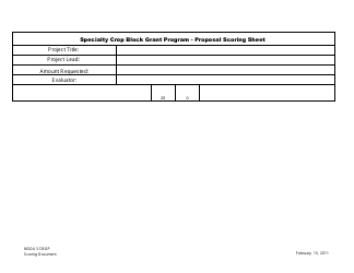 Specialty Crop Block Grant Program - Proposal Scoring Sheet - Nevada, Page 4