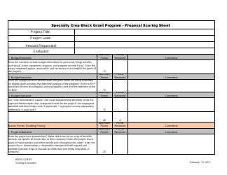 Specialty Crop Block Grant Program - Proposal Scoring Sheet - Nevada, Page 5