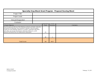 Specialty Crop Block Grant Program - Proposal Scoring Sheet - Nevada, Page 6