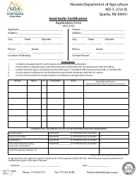 Document preview: Seed Garlic Certification Application Form - Nevada