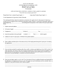 Application for Livestock/Agriculture Agent&#039;s License - Nevada