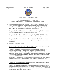 Instructions for Applying for Livestock/Agriculture Product Dealers License - Nevada