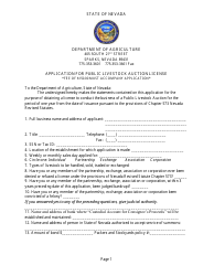 Document preview: Application for Public Livestock Auction License - Nevada