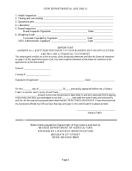 Application for Public Livestock Auction License - Nevada, Page 3