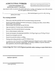 Document preview: Worker Acknowledgement of Pesticide Safety Training - Nevada