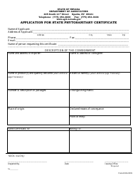 Document preview: Application for State Phytosanitary Certificate - Nevada