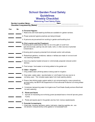Document preview: School Garden Food Safety Weekly Checklist - Nevada