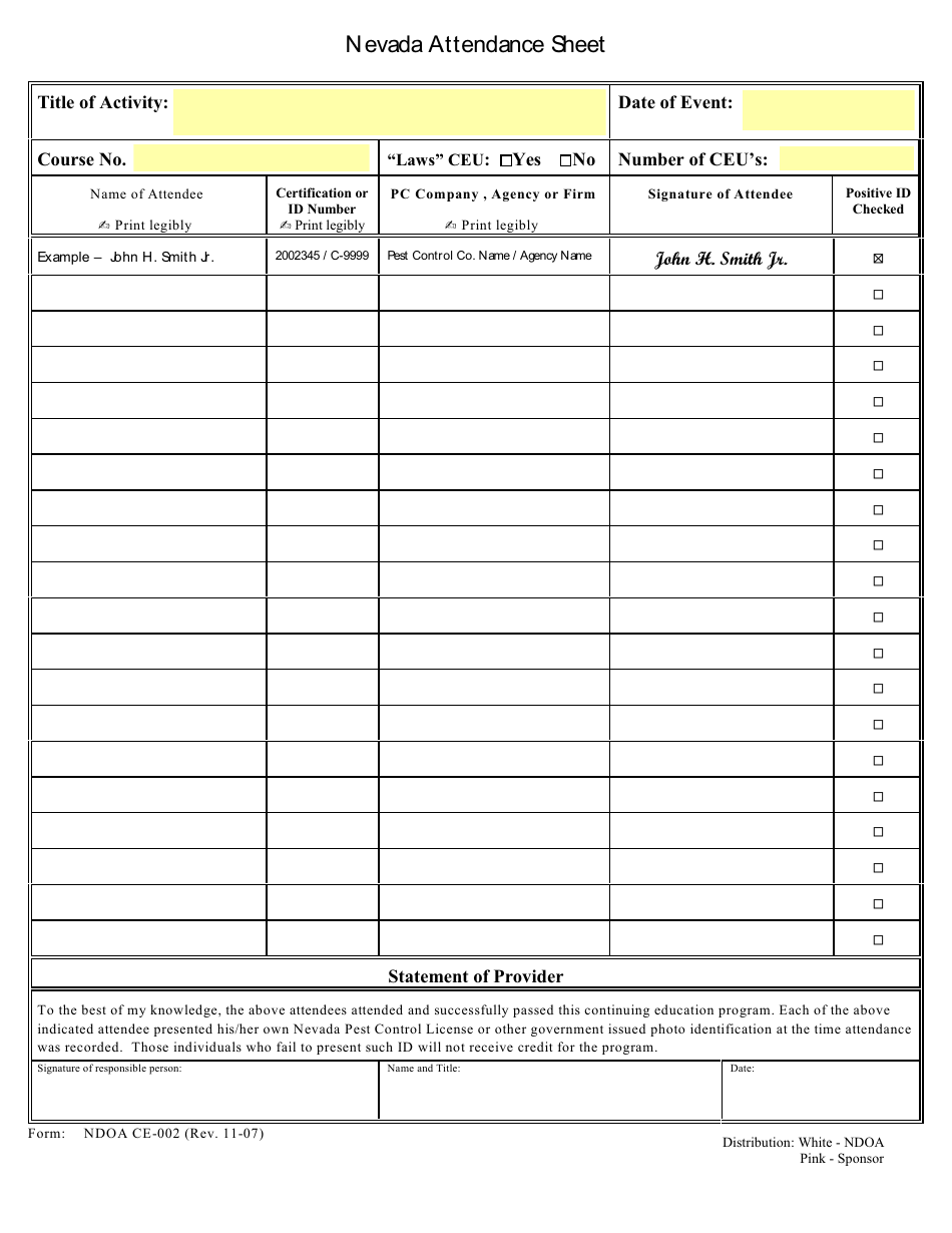 Form CE-002 - Fill Out, Sign Online and Download Fillable PDF, Nevada ...