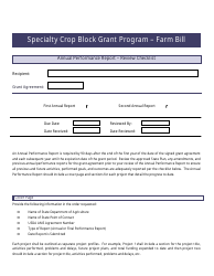 Annual Performance Report - Review Checklist -specialty Crop Block Grant Program - Farm Bill