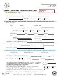 Wildland Collected Seed - Source Identification Packet - Pre-collection Application Form - Nevada, Page 2