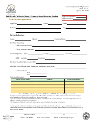 Document preview: Wildland Collected Seed - Source Identification Packet - Pre-collection Application Form - Nevada