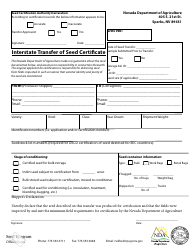 Document preview: Interstate Transfer of Seed Certificate Form - Nevada