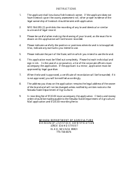Sheep Brand Recording Application Form - Nevada, Page 2