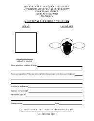 Document preview: Sheep Brand Recording Application Form - Nevada