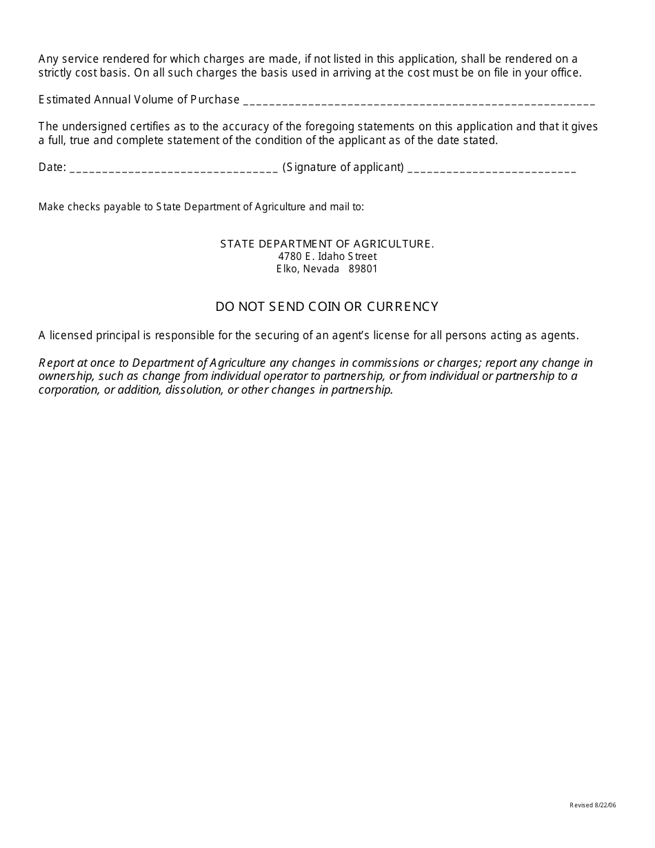 Application for License if Business Is That of Commission Merchant - Nevada, Page 5