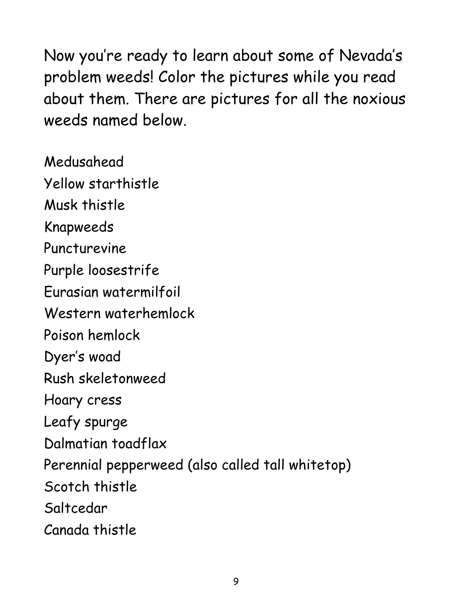 Nevada Weed Busters Coloring Book - University of Nevada - Nevada, Page 10